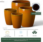 Emissary Bullet 14 in. Bright Orange Ceramic Round Planter (14 in. L x 14 in. W x 15.5 in. H) with Drainage Hole