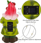 Joliyoou Solar Garden Statue Outdoor Decor, 10.2" H Resin Gnome with Watering Can & Solar Fairy Lights, Waterproof Standing Gnome Figurine for Lawn Yard Pathway Patio Front Door Decoration