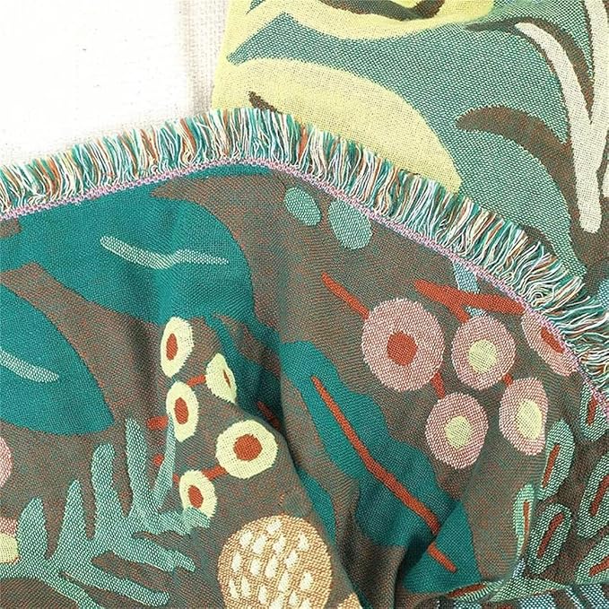 MSGKV 100% Cotton Throw Blanket for Couch Bed Sofa, Cotton Quilt Coverlet Reversible Mudcloth Throws, Soft Cozy Farmhouse Blankets 60''x 80'' Tiger Print Blanket for All Seasons