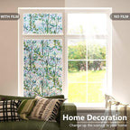 LEMON CLOUD Window Privacy Film Static Clings Decorative Leaf Rainbow Window Sticker Non-Adhesive Decals for Glass with Tools, 23.6 x 157.4 Inch