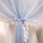 VETHIN 4 Corners Post Ruffle Princess Bed Canopy Curtain-Double Layer Cozy Drape Netting 4 Opening Mosquito Net for Girls Adults Bedroom Decoration (Gray/White,64" W*82" L*82"*H/Queen)