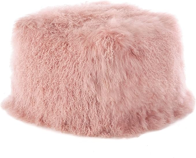 SARO LIFESTYLE Mongolian Lamb Fur Wool Pouf