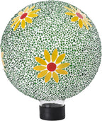 VCUTEKA Gazing Ball, 8" Glass Gazing Balls Sphere for Garden Lawn Outdoor Ornament Yard Decorative, Daisy
