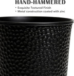 KOL 28" H. Tall Metal Cone Planters with Inside Pots 2-Pack, Black Hand-Hammered Large Decor Planter for Deck, Patio, Porch - Handcrafted Flower Pot - with Water Level Indicator - Indoor Outdoor Use