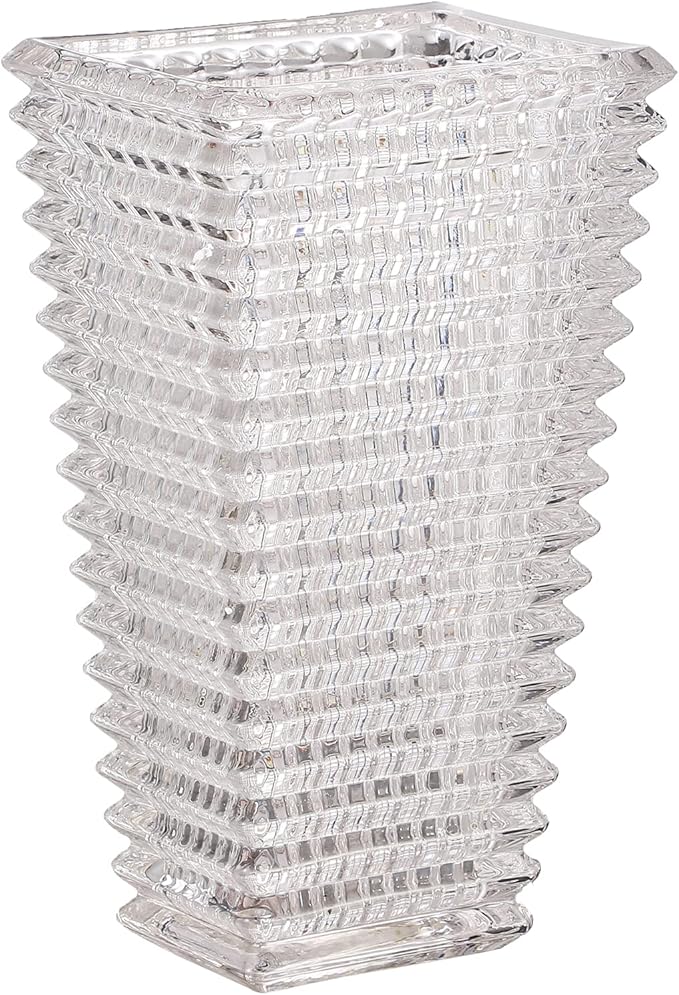 MCMCNCUIU Crystal Glass Vase, Large Crystal Vases for Flowers, Large Flower Vase, Clear Modern Vases for Living Room, Bedroom, Kitchen, Dining Table, Mantle, Wedding, 11 Inches