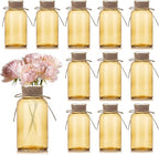 Gold Vases for Centerpieces Set of 12, Mason Jars Boho Cylinder Bud Vases in Bulk, Flower Glasses for Weddings Parties Vintage Home Decor