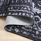 Rugcomf Area Rugs 8x10 Rug for Living Room Clearance Washable Boho Area Rug Non Slip Moroccan Vintage Low Pile Large Rug for Living Room, Bedroom, Farmhouse, Dining Room, Kids Playroom(Black)