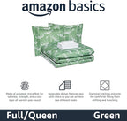 Amazon Basics Lightweight Microfiber Comforter Sets, 7 Pieces, Green, Floral, Full/Queen