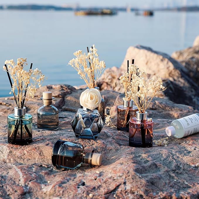 Brakula 2 Pack Reed Diffuser, Fresh Linen + Lavender Eucalyptus (3.38 fl oz Each Pack), Home Fragrance with 12 Sticks, Shelf Decor, Reed diffusers for Home