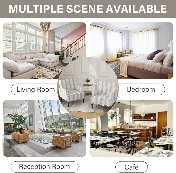 UIXE Stripe Accent Chairs Set of 2, Living Room Arm Chair Modern Nailhead Trim Club Armchair, Comfy Upholstered Sofa Lounge Seat Reading Seat Bedroom Side Seating for Home Office, Brown