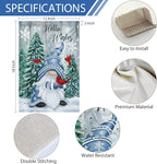 Hello Winter Gnome Garden Flag 12x18 Double Sided Burlap Cardinals Snowflakes Snow Yard Flags for Christmas Seasonal Outside Outdoor House Decoration (ONLY FLAG)