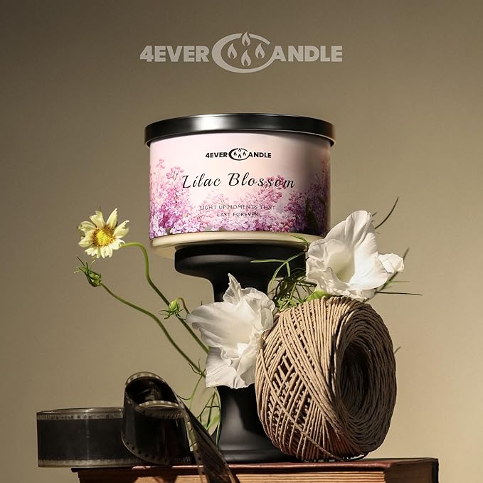 4-Wick Scented Candle - 18oz Soy Wax Blend Candle Over 50Hrs Long-Lasting Fragrance, Home Decor and Housewarming Gifts, Lilac Blossom