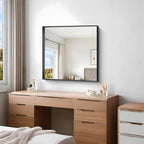 Black Bathroom Mirror, 30x30 Inch Rectangular Framed Mirror, Large Wall Mounted Bathroom Vanity Mirror Over Sink for Bedroom,Restroom, Living Room, Hangs Vertically or Horizontally