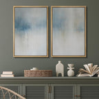 SIGNFORD Framed Canvas Print Wall Art Set Blue and Beige Abstract Modern Neutral Vertical Illustration Modern Art Decorative Nordic Nature for Living Room, Bedroom, Office - 24"x36"x2 Natural