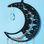 Agate Gemstone Big Dream Catcher 7 Chakra Tree of Life Dream Catcher with Crystal Stones Handmade Dreamcatcher Wall Decor for Adults Boys Girls,Bedroom,Garden,Bless Gift(Large Black Moon)