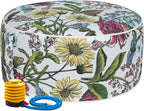 FUNHOME Inflatable Outdoor Ottoman with Air Pump,20"x9" Portable Patio Pouf,Water Resistant,Fade-Resistant,Round Blow Up Footrest Stools for Home Garden Camping Travel(Butterfly Flower)