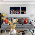 Biuteawal New York City Canvas Wall Art Manhattan Skyline Night View Picture Painting Modern Giclee Canvas Prints Home Office Living Room Wall Decoration