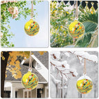 VCUTEKA Hanging Garden Gazing Ball, Hand-Blown Glass Witch Ball for Outdoor Garden Décor, 6" Yellow Swirl