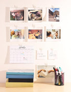 20 Pack Mini Self Adhesive Clips for Pictures - Clip Photo Holders for Wall, Photo Cards Hanging Display Board & Picture Boards, Artwork Photos Holders Hangers Room Decor (Clear)