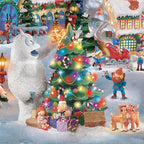 The Bradford Exchange Rudolph The Red Nosed Reindeer Holiday Village Set Lights Up (Brown, White, Green, Red, Blue)