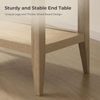 SICOTAS Rattan Nightstands Set of 2 - Boho Shelf Bedside Tables Narrow End Table Living Room Set of 2 Side Table with Rattan Storage Shelves for Small Space - Light Oak