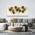 Boho Wall Art Chic Home Wall Art Modern Multicolor Leaves Feather Canvas Wall Art Decor For Living Room Bedroom Apartment Kitchen 24"W X 48"L Ready To Hanging