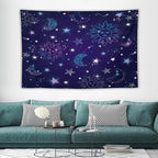HZOHNAGO Boho Sun Moon Tapestry Purple Blue Sun Stars Galaxy Pattern Printed Wall Tapestry Wall Hanging for Bedroom Living Room Dorm 60" W x 40" H