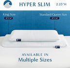 Bluewave Bedding Hyper Slim Gel Memory Foam Pillow for Stomach and Back Sleepers - Thin, Flat Design for Cervical Neck Alignment and Deeper Sleep (2.25-Inches Height, King Size)