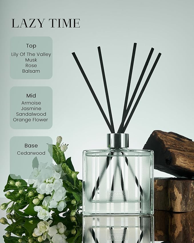 M&Sense Reed Diffuser Set - 7.04 oz Jasmine & Orange Flower Scented Diffusers for Home, Non-Toxic Oil Diffuser with Sticks, Fragrance Diffuser Gifts for Bedroom Bathroom Office