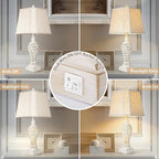 Vintage Table Lamps Set of 2, 28.5'' High Bedside Lamps with Fabric Shade, Farmhouse Nightstand Lamps with USB A+C Ports and Nightlight - Perfect for Living Room Bedroom Office Study (Bulb Included)