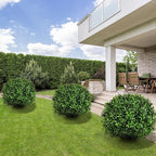 Artificial Olive Leaf Boxwood Topiary Ball Trees, Set of 2 UV Resistant 16in Outdoor Plants – Artificial Bonsai, Miniature Trees, Garden, Curb Appeal