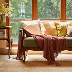 lifein Throw Blanket for Couch, Soft Boho Decor Bed Throw,Cozy Burnt Orange Chenille Knitted Small Farmhouse Lightweight Throw for Spring(Rust,60 * 80")