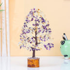Amethyst & Citrine Crystal Tree of Life - Chakra Tree for Positive Energy, Handmade Gemstone Feng Shui Decor - Good Luck Money Bonsai, Healing Crystals Decoration Ornament, Spiritual Gift