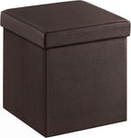 SONGMICS MAZIE Collection - 15 Inches Ottoman with Storage, Footstool, Storage Ottoman, Load 660 lb, for Dorm, Living Room, Bedroom, Synthetic Leather, Brown ULSF10B
