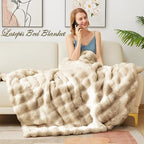 Latepis Soft Luxury Faux Fur Bubble Blanket, Thick Warm Cozy Throw Blanket for Couch, Plush Fluffy Blanket for Sofa and Bedroom Women Gift, 50” x 60”, Tie-dye Camel, 860GSM