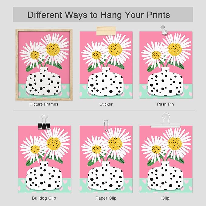 SIGNWIN Adhesive Canvas Poster I'm a Barbie Girl in The Barbie World Heart, Chrysanthemum Illustration Wall Decor Prints, Preppy Room Decor for Bedroom - 12"x16"x4