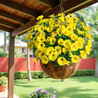 UV Resistant Artificial Petunias 13.3In Fake Flowers Artificial Flowers for Outdoors Silk Flowers Fake Hanging Basket Plants Suitable for Outdoor Porch Decoration patio Decoration,Yellow,8PCS