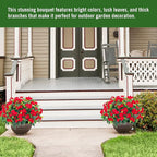 Uqueeten15.7” Fall Decorations for Home Fake Fall Flowers Fake Plants Artificial Impatiens Bouquet Flowers for Outdoors Silk Faux Flowers Impatiens Plants Decor Indoor Planters 8PCS (Red)