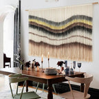 Macrame Wall Hanging Boho Chic Wall Art Macrame Wall Decor Fiber Yarn Tapestry Dip-Dye Living Room Home Bedroom Wall Decor 57" Wx 35" L