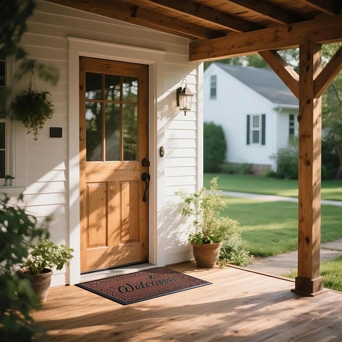 Yimobra Welcome Mat Outdoor Indoor, Waterproof Heavy Duty Front Door Mat Outside Entrance, Extra Sturdy Non-Slip Doormat, Low Profile, Dirt Trapping, 36x24 Inches, Maroon