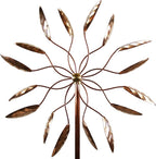Stanwood Wind Sculpture Kinetic Copper Wind Sculpture, Dual Spinner Spinning Ficus Leaves