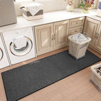 Runner Rug with Non Slip Rubber Backing, Washable Soft Floor Carpet for Kitchen, Hallway, Entryway Indoor, Bedroom, Laundry, Low Pile Area Rugs, Solid color with Pointillism style, 2*8 ft BLACK