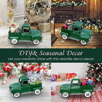 Farmhouse Green Truck Decor, Metal Pickup Truck Planter, Truck Decor, Vintage Truck Decor Desktop Storage Decor Model for Home Indoor and Outdoor Table Center Decor