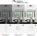 LED Black Chandeliers Modern Pendant Light, 40W Dimmable,1 Rings Dimmable Chandelier Lighting Fixture for Living Room Bedroom Kitchen Island Resturant Dining Room 3000K-6000K