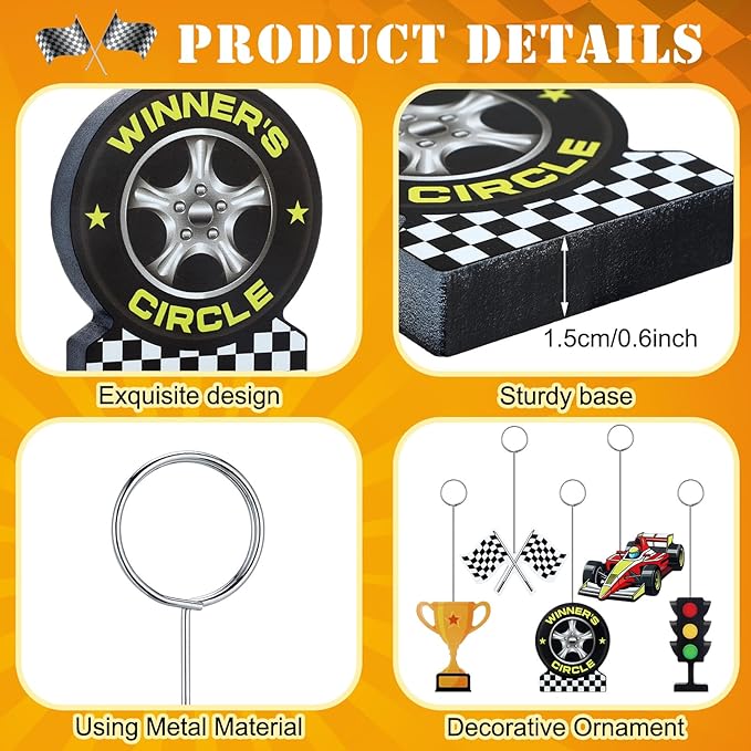5 Pcs Racing Car Photo Balloon Holder Table Centerpieces Holders Racing Themed Decoration Place Card Holder Photo Clips Holder for Home Birthday Wedding Party Decor