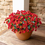 Daisy Artificial Flowers for Outdoors Fall Autumn Decoration, 6 Bundles Fake Mums Red Silk Flowers for Outside Look Real UV Resistant Fake Plants Faux Flowers for Planter Front Door Home Indoor Porch