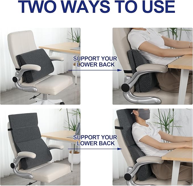 HOMBYS Adjustable Lumbar Support Pillow for Recliner,Multifunctional Memory Foam Back Support Pillow for Recliner,Big Chair Back Support,Back Support Cushion for Office Chair/Car,20"x13.8"x5"