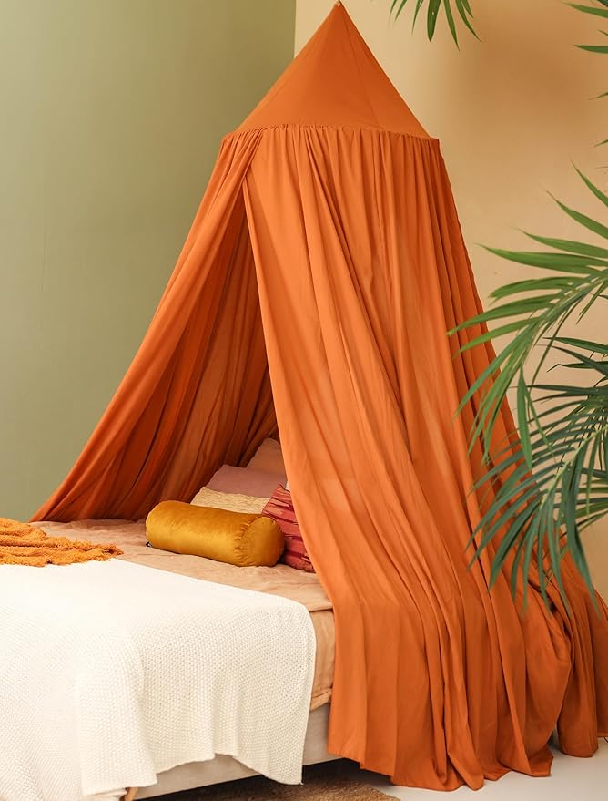 Caramel Bed Canopy for Queen and King-Sized Beds | Bedroom Decoration for Teens or Adults | Conical Shape Insect Netting | Mosquito Net in Multiple Colors and Sizes