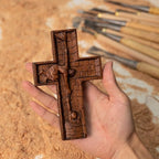 BGCOPPER Crucifix Wall Cross Handmade Wooden Cross with Hook, Christian Wall Art Jesus Wall Cross Gifts for Church Home Room Decor Christmas Cross - 6 Inch