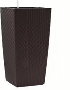 30in Tall Large Plant Pots Planter-Self-Watering Indoor/Outdoor Planting with Drain Holes, Water Level Monitor, Inner Bucket for Front Porch Patio, Brown Large